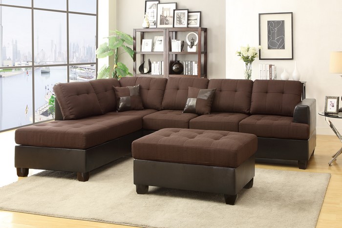 F7602 3pc Sectional Sofa (Chocolate Blended) Image