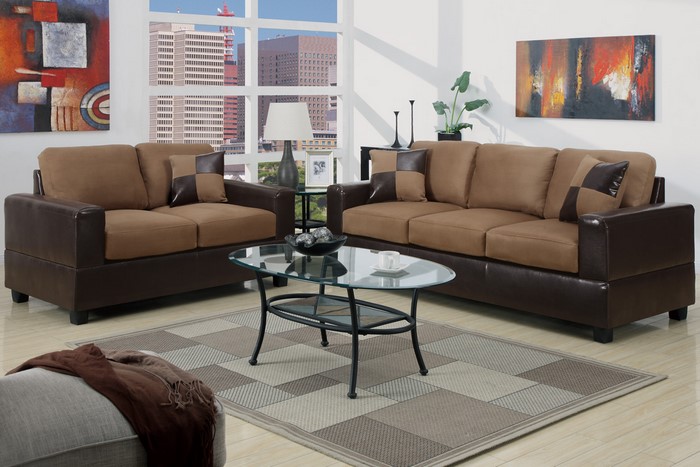 F7592 2pc Sofa Set (Saddle) Image