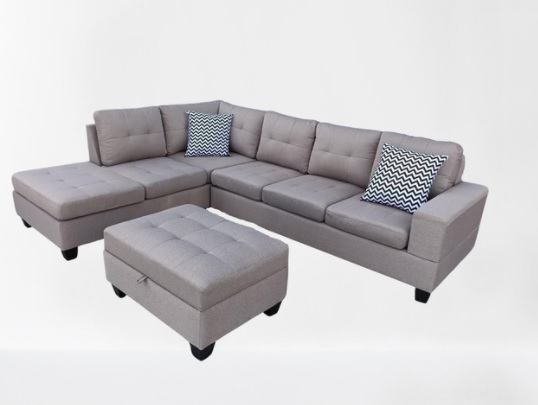 *Alta Taupe Linen Reversible Sectional -{FEW STOCK}