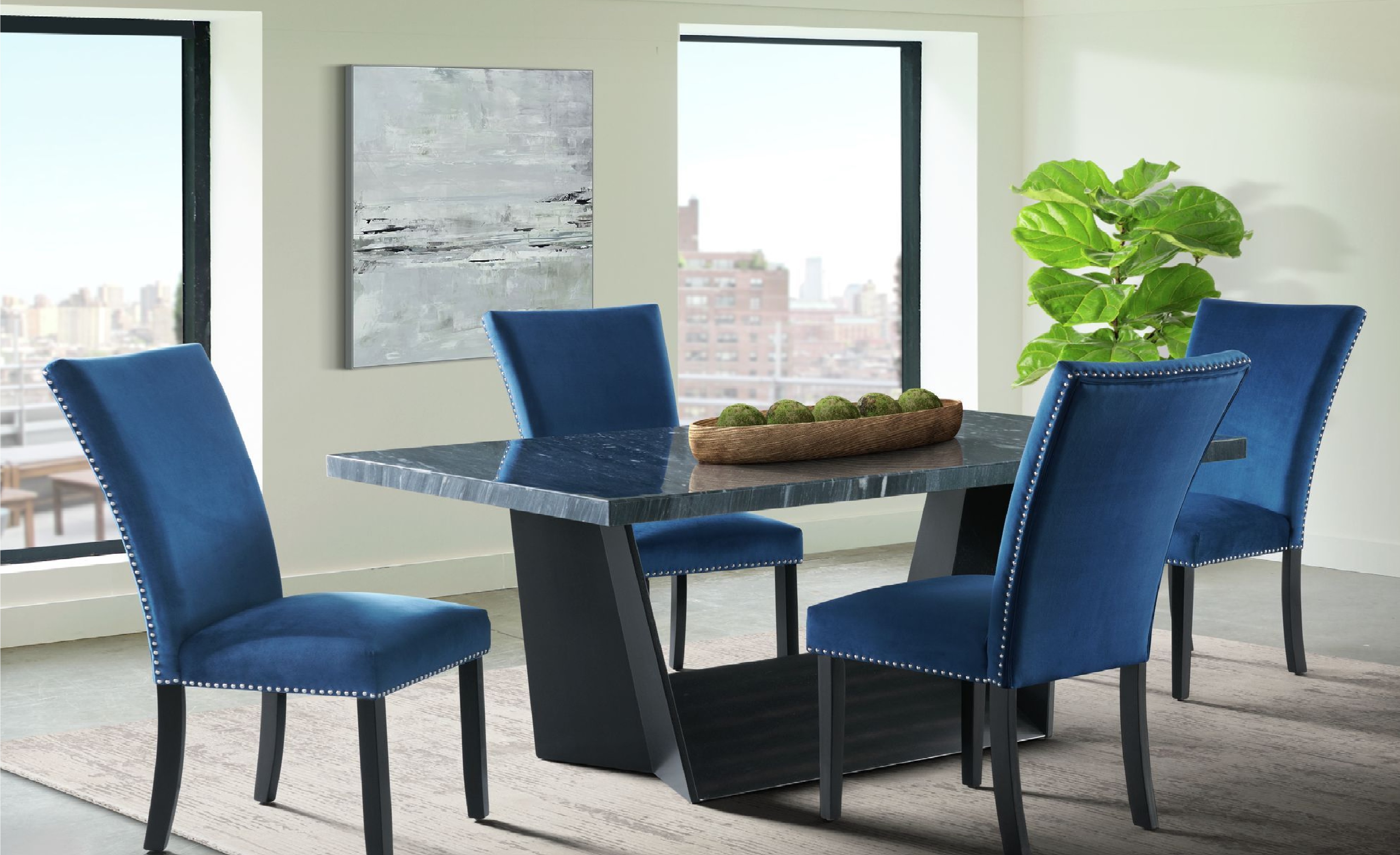 * Beckley Dining // blue velvet w/ dark top -{IN STOCK}