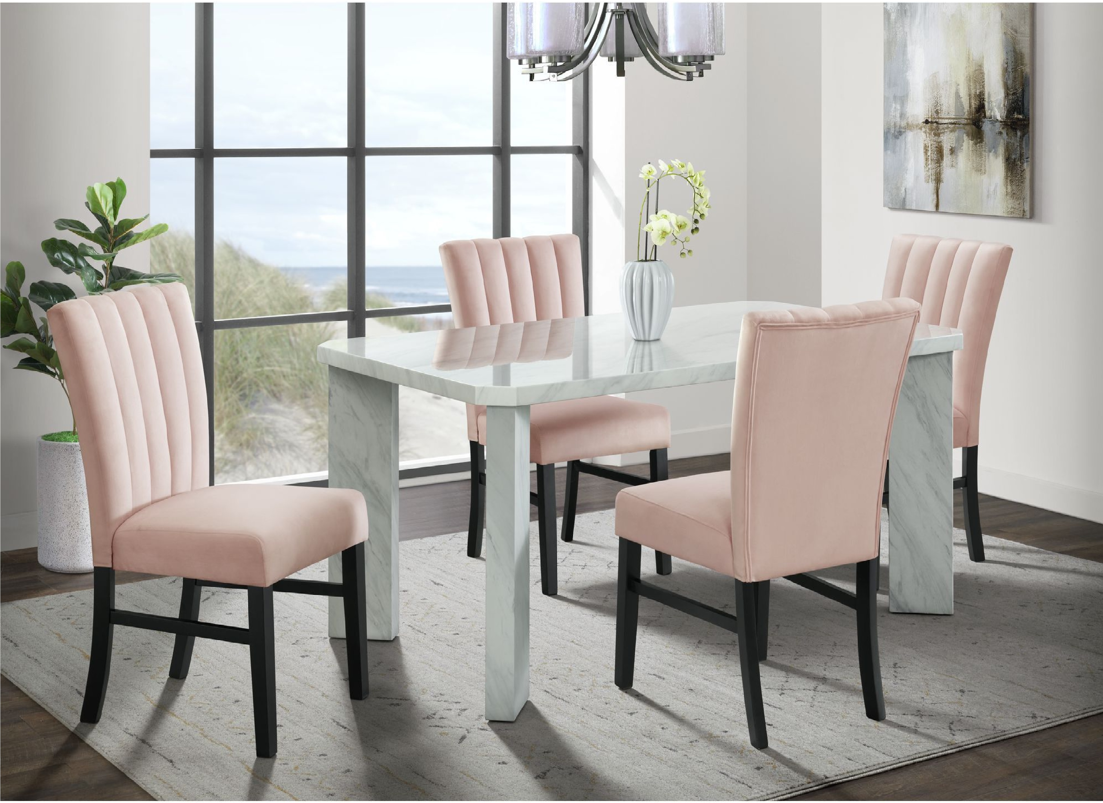 * Bellini Rectangle // Dining White&Pink -{IN STOCK}