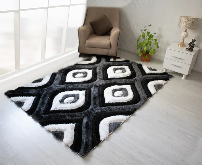 + 3D Shaggy GRAY-BLACK / Rug Image
