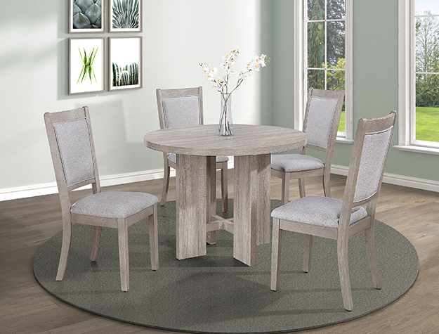 * 2215DW-SET //  AMARA 5-PK RD DINING SET DRIFT WOOD