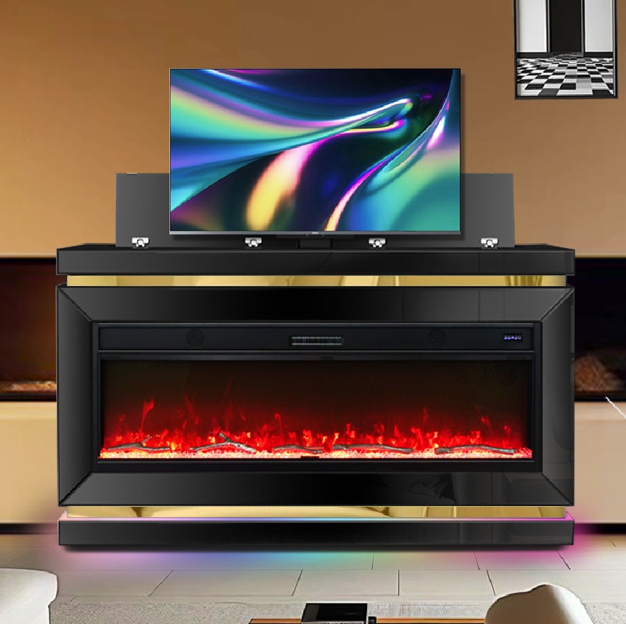 + A93 TV STAND W/FIREPLACE (BLACK)