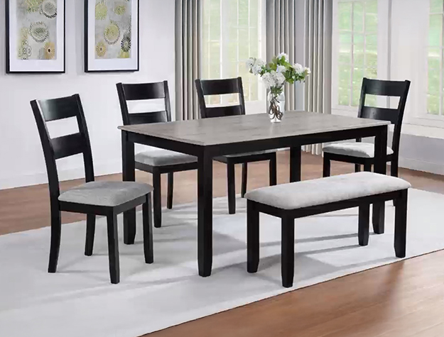 + 2231SET-LG LESTER DINING W/BENCH L.GREY