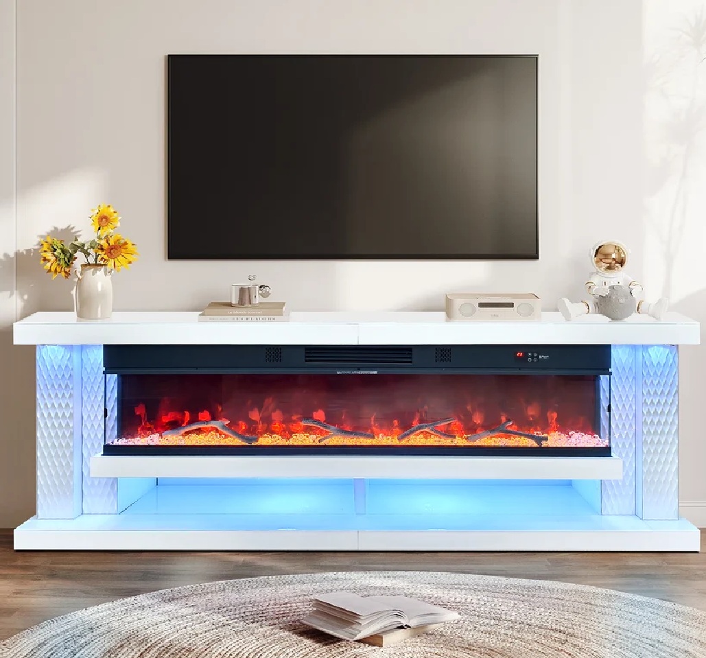 * A-F14 WHITE // FIREPLACE ENTERTAINMENT CENTER