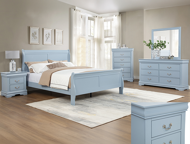 * B3760 // LOUIS PHILIP BLUE BEDROOM GROUP