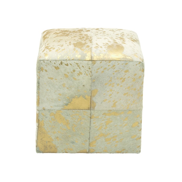 JOHNSON GOLD LEATHER OTTOMAN