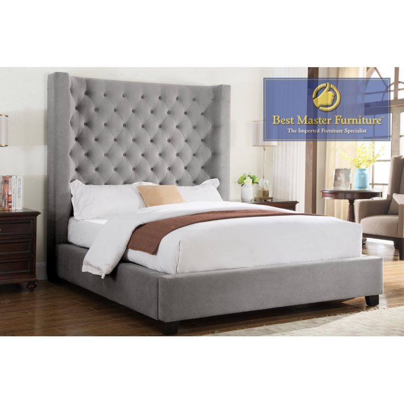 YY128 Gray Upholstered Bed Image