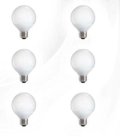 FROSTED LED GLOBE BULBS, DIMMABLE (COOL WHITE, 6W)