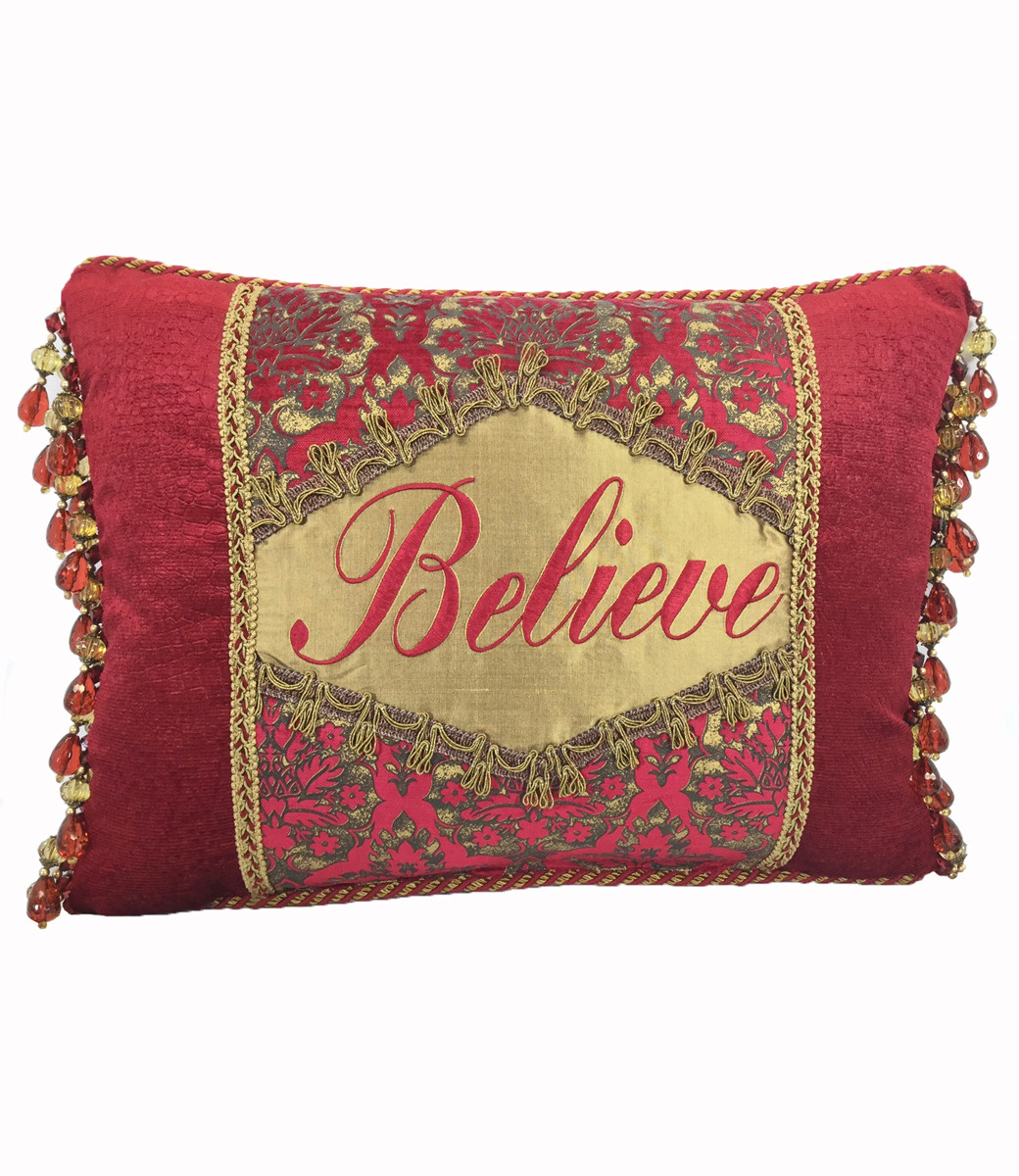 BELIEVE/RCT/RED CROC PILLOW
