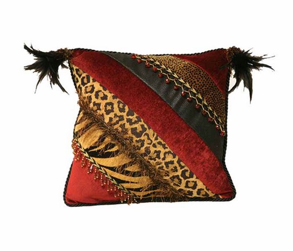 ANIMAL/RED PIECED PILLOW