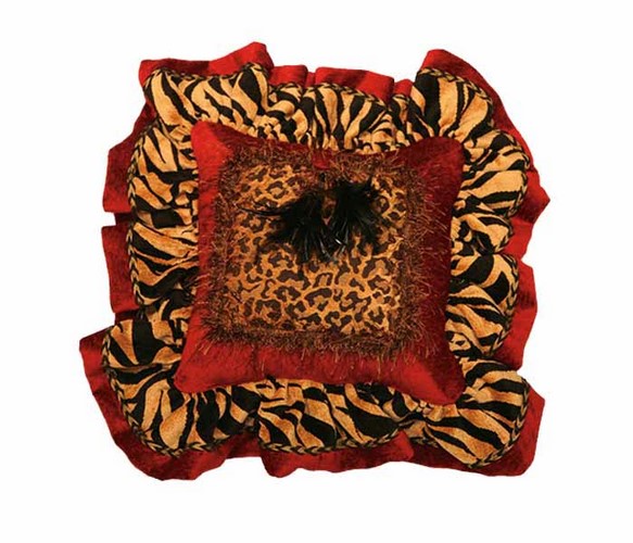 ANIMAL/RED W/ RUFFLE PILLOW